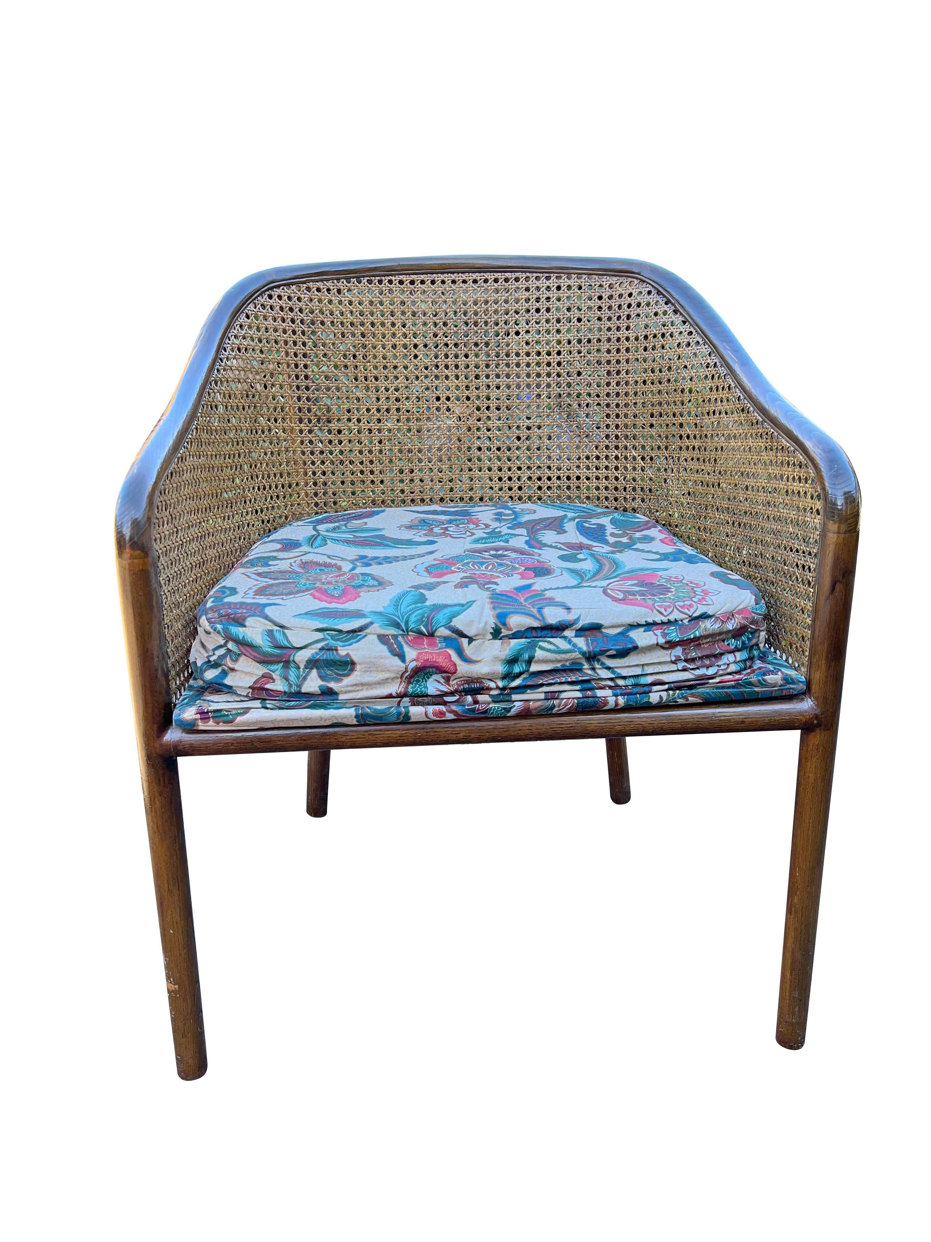 1970er Jahre Vintage Moderner Ward Bennett Stil Schilfrohr-Beistell- oder Akzentstuhl im Angebot 1