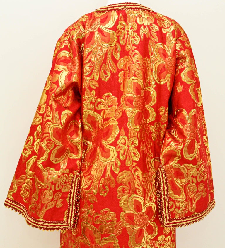 slim fit dress slacks Red & Gold Foral Jacquard Qipao Dress
