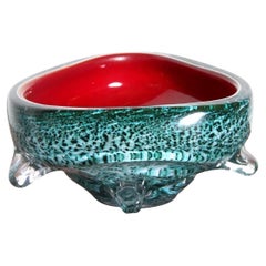 1970s Vintage Murano Glass Bowl Mid Century Glass Display Vase Pot