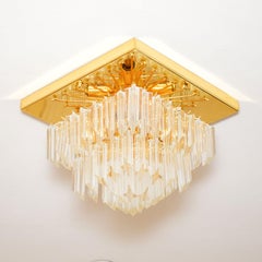 Lámpara de techo vintage de cristal de Murano, años 70, de Paulo Venini