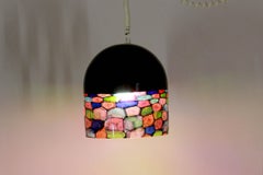 1970 Vintage Murano Glass Black round Lampshade Noti Massari Designer for Leucos