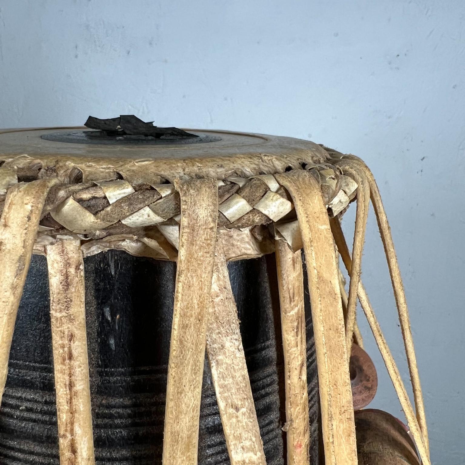 Indian 1970s Vintage Musical Tabla Wood Drum from Bombay India
