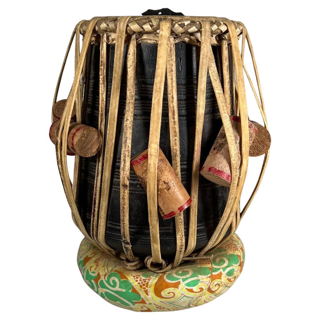 1970s Vintage Musical Tabla Wood Drum from Bombay India