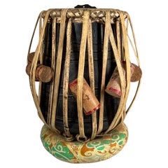 1970s Used Musical Tabla Wood Drum from Bombay India