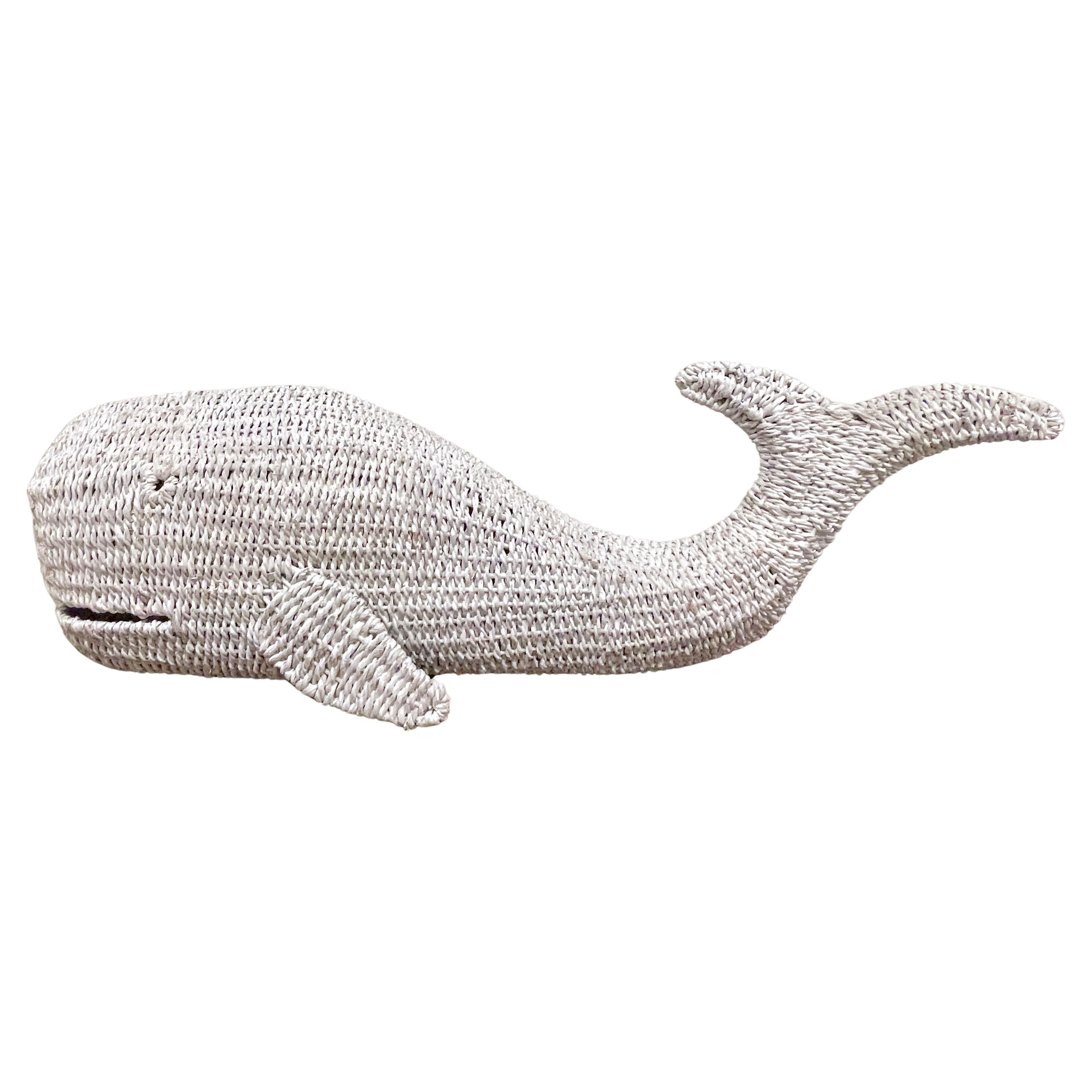 1970s Vintage  'Nantucket' White Wicker Sculpture of a Whale  For Sale