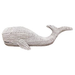 1970s Vintage  'Nantucket' White Wicker Sculpture of a Whale 