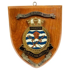 1970s Vintage Nautical Emblem Dedicated to the Ship MHS Chichester Hong Kong