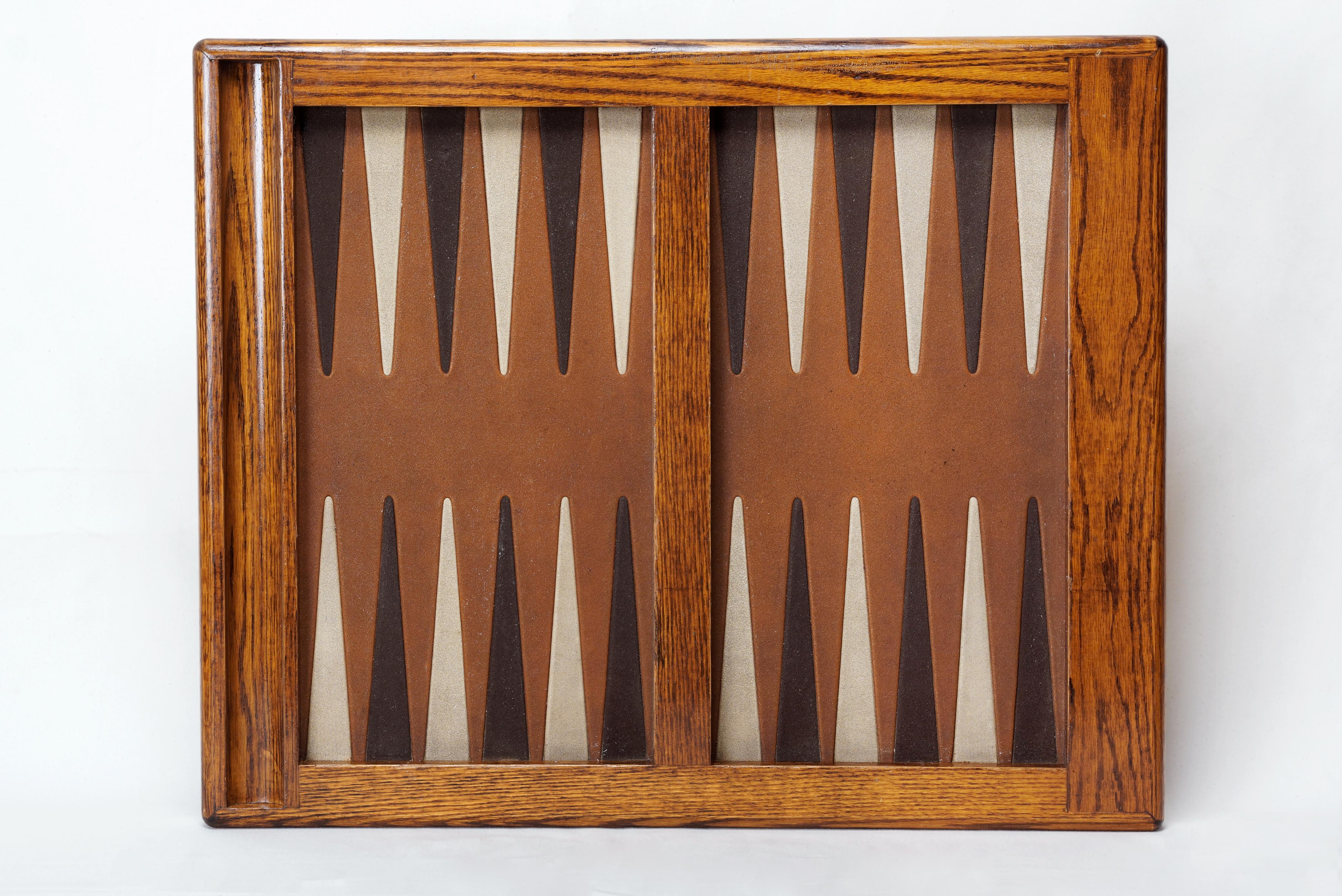 North American 1970s Vintage Oak Backgammon Board