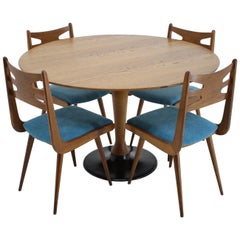 1970s Vintage Oak Dining Set, Czechoslovakia