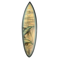 1970s Vintage Ocean Pacific Dolphin Mural Artwork Surfboard