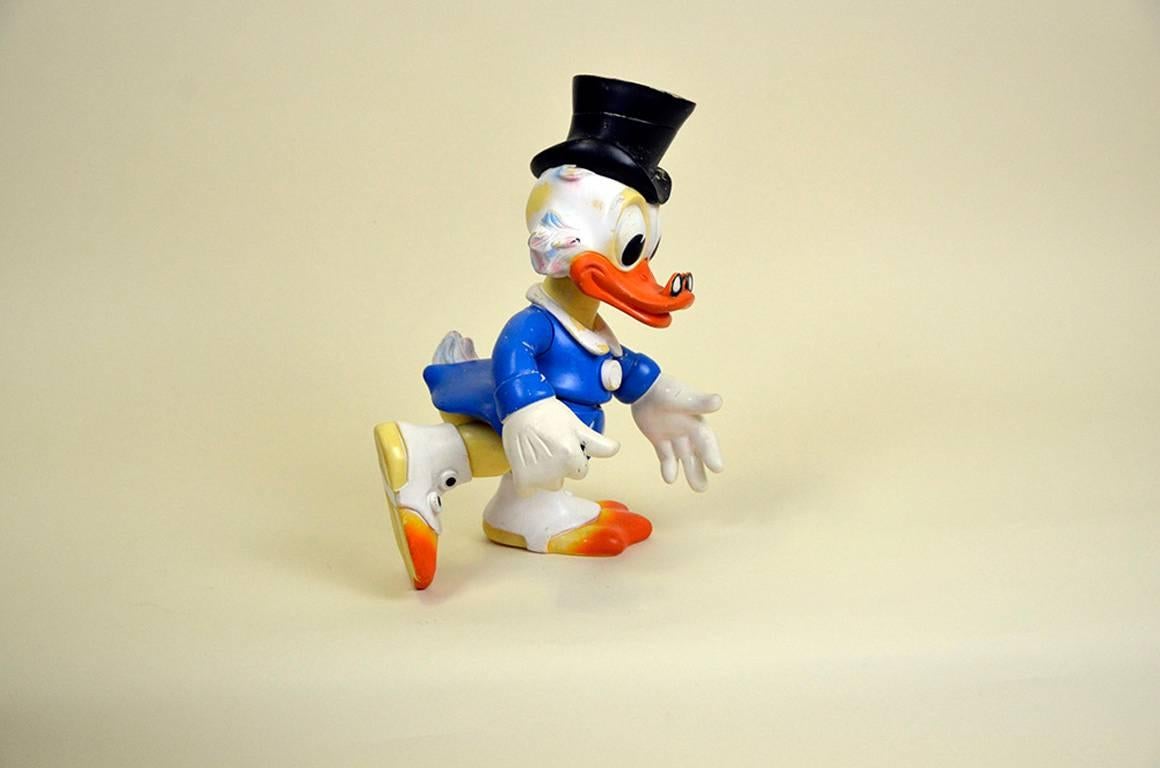 Mid-Century Modern 1970s Vintage Original Disney Uncle Scrooge Rubber Squeak Toy Made in Italy For Sale