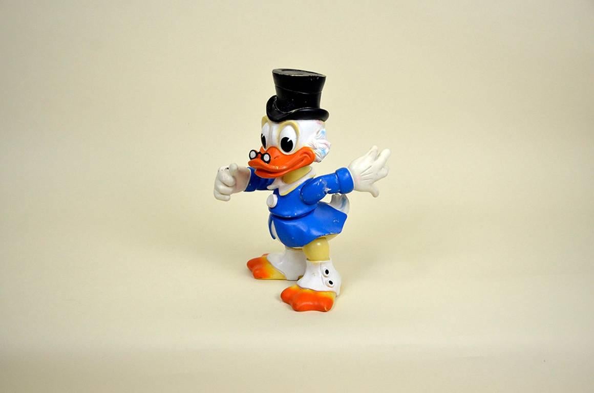 Italian 1970s Vintage Original Disney Uncle Scrooge Rubber Squeak Toy Made in Italy For Sale