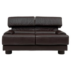 Banc ottoman vintage des années 1970, signé Percival Lafer, en cuir marron foncé