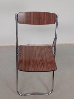 1970s Mid-Century Modern Vintage Chrome-Plated Overseas Chinese Folding Chairs