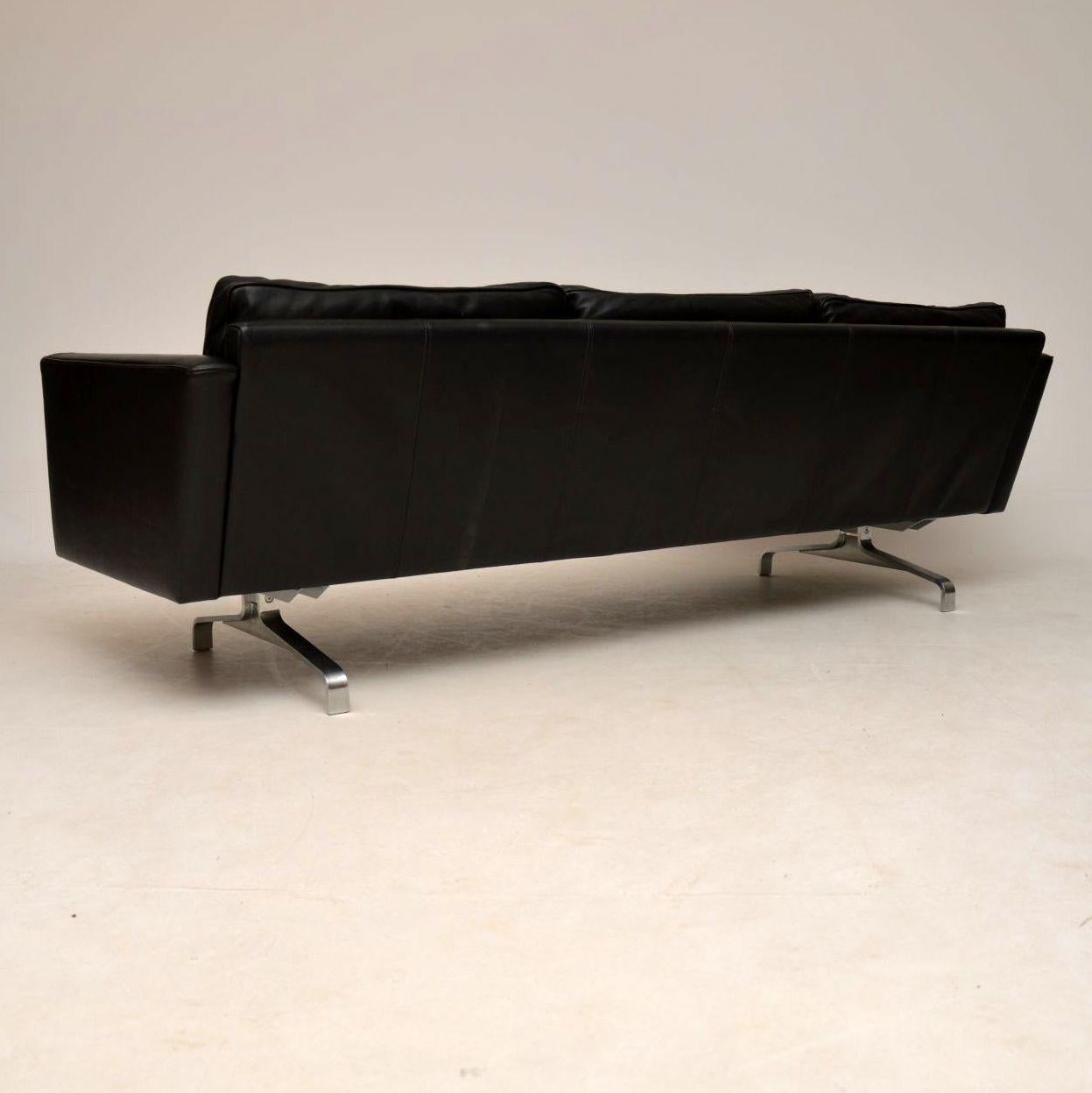 1970s Vintage Pair of Danish Leather and Steel Sofas 7