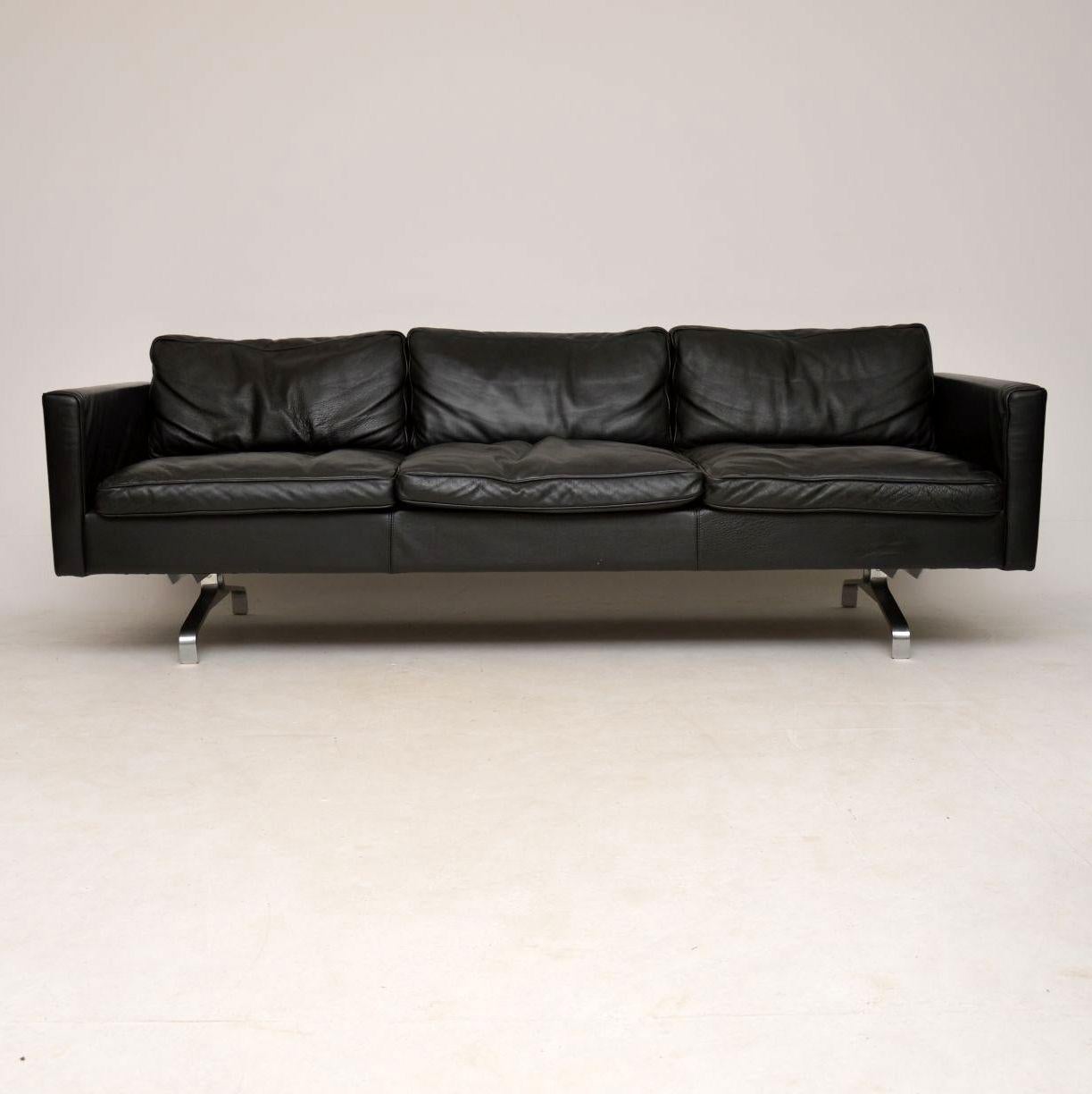 1970s Vintage Pair of Danish Leather and Steel Sofas In Good Condition In London, GB