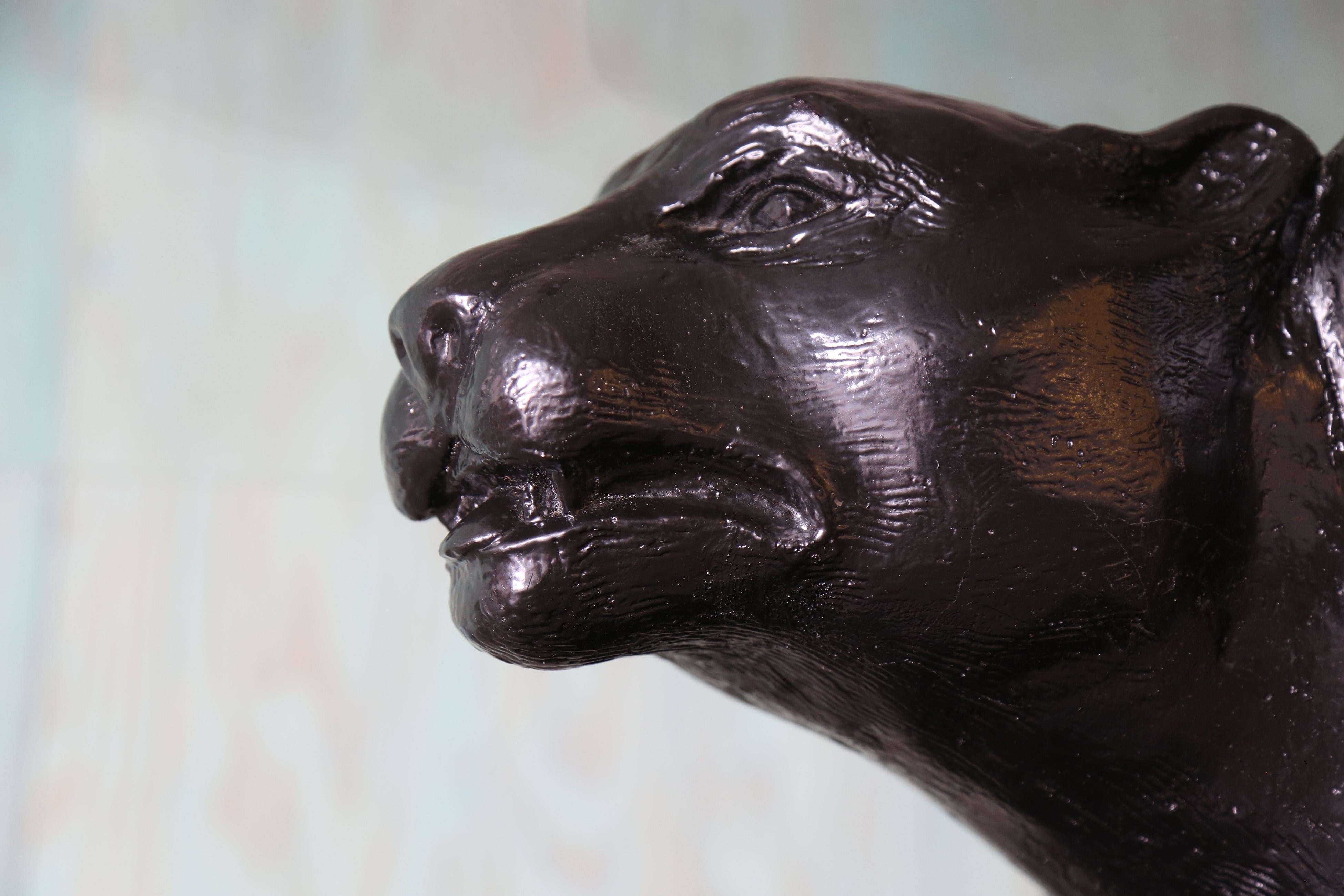 1970s Vintage Panther Glass Dining Table / Desk plaster Hollywood Regency For Sale 2