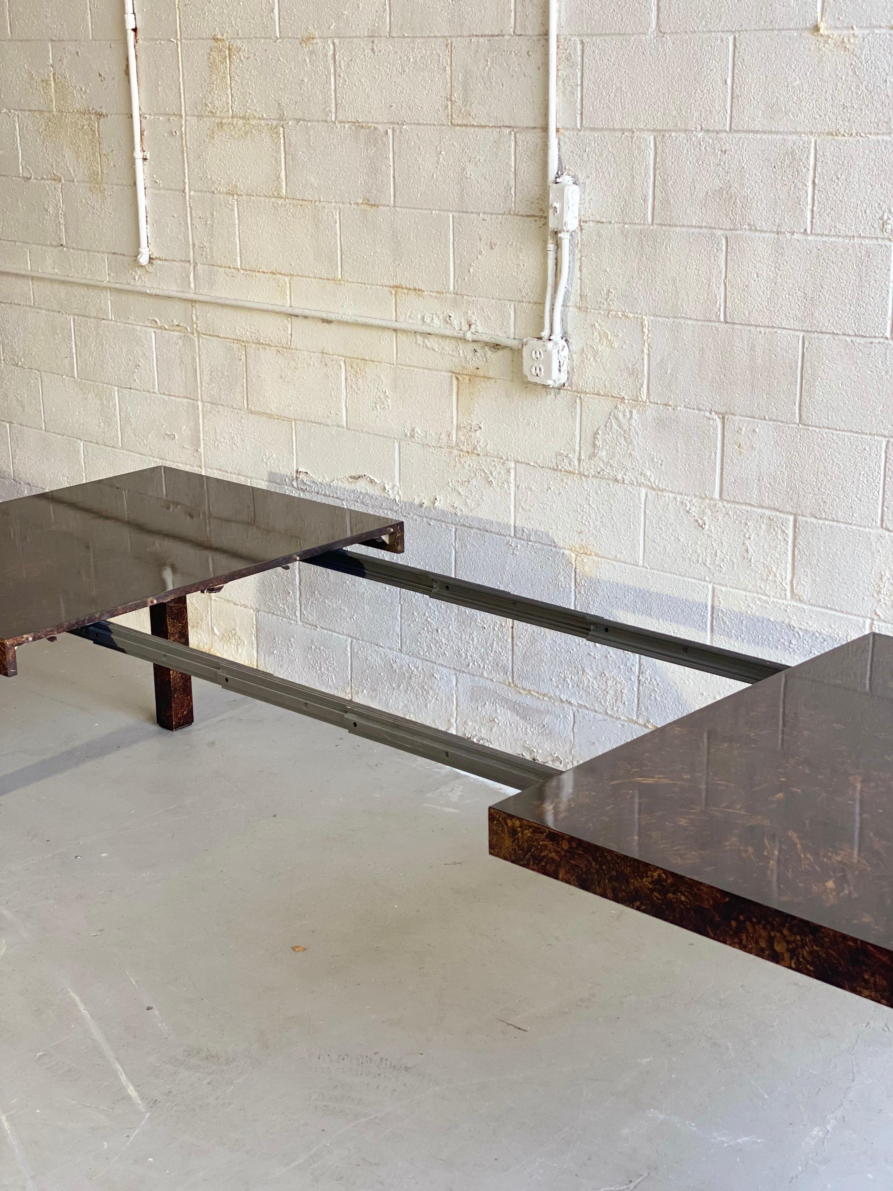 1970s Vintage Parsons Oil Drop Lacquer Extension Dining Table 2