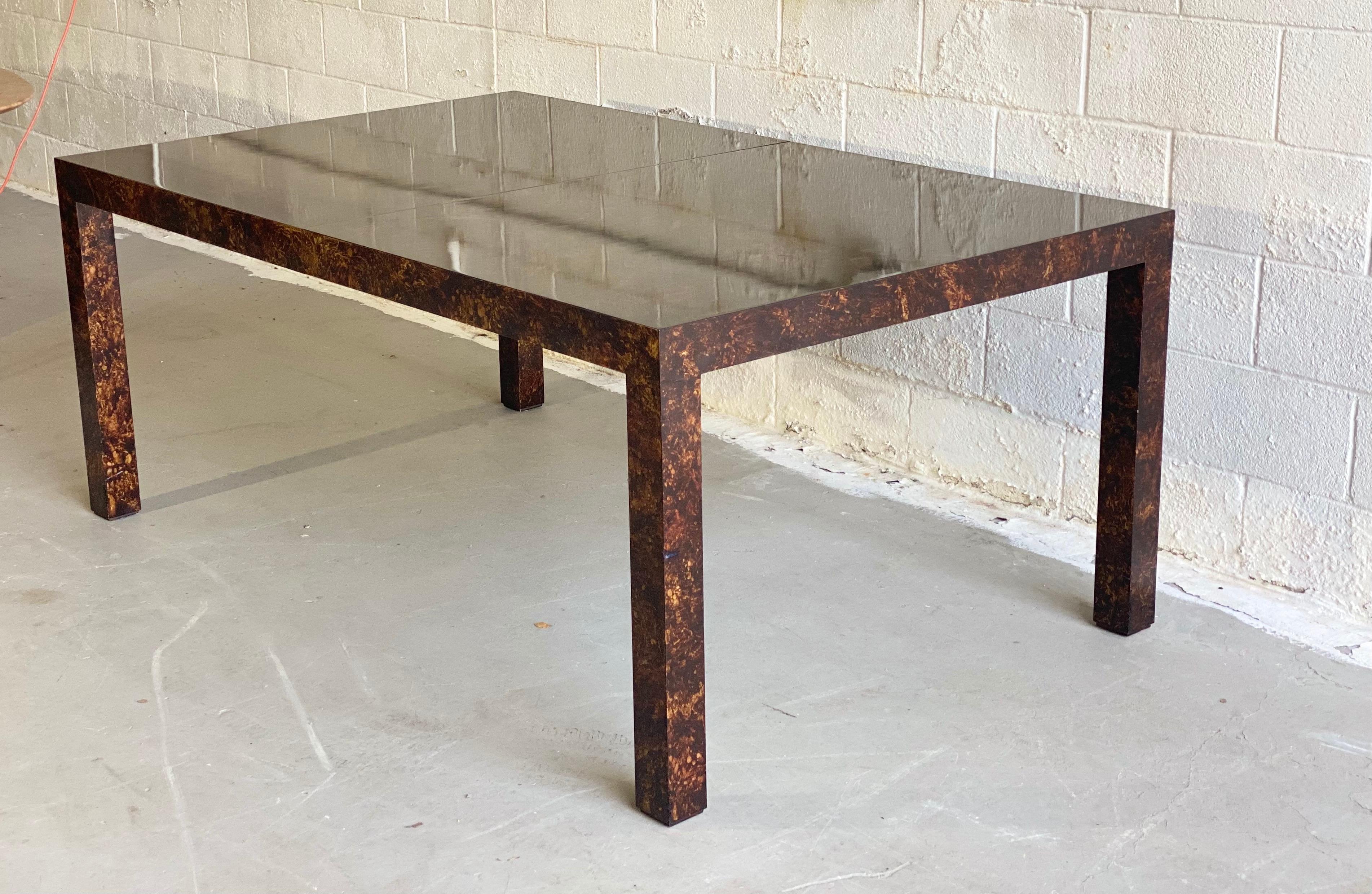 North American 1970s Vintage Parsons Oil Drop Lacquer Extension Dining Table