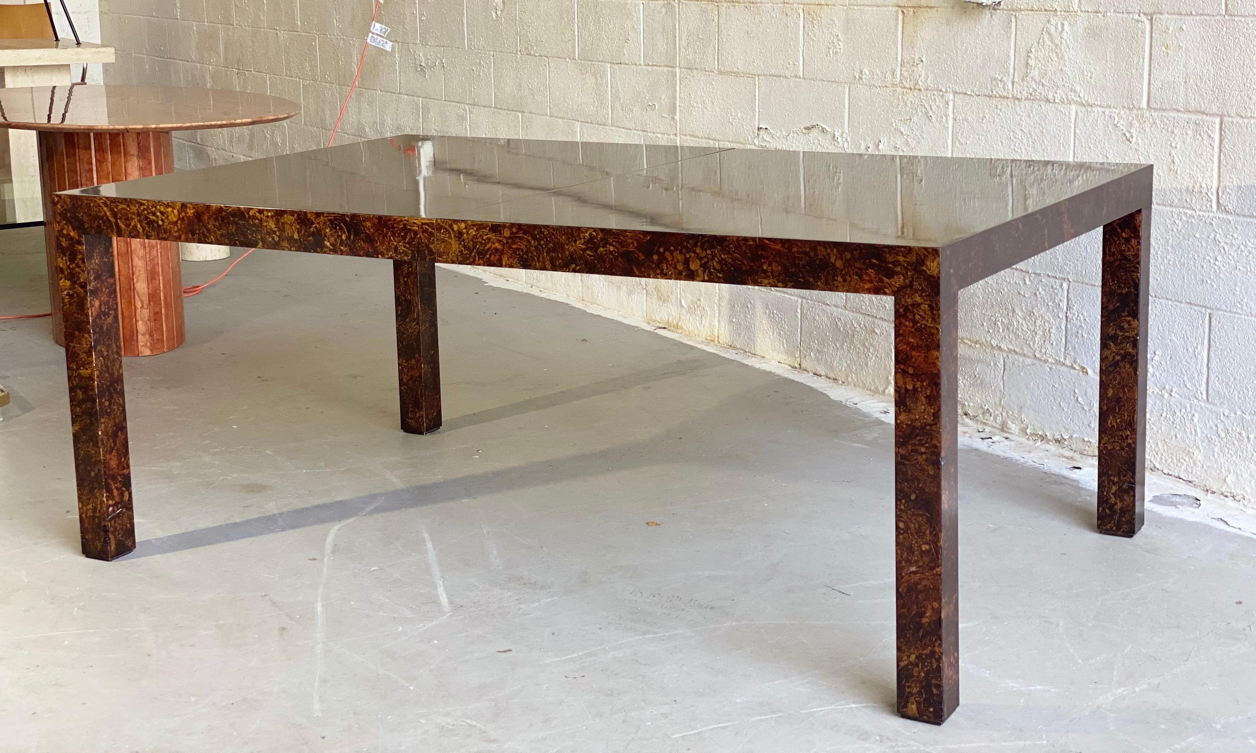 Late 20th Century 1970s Vintage Parsons Oil Drop Lacquer Extension Dining Table
