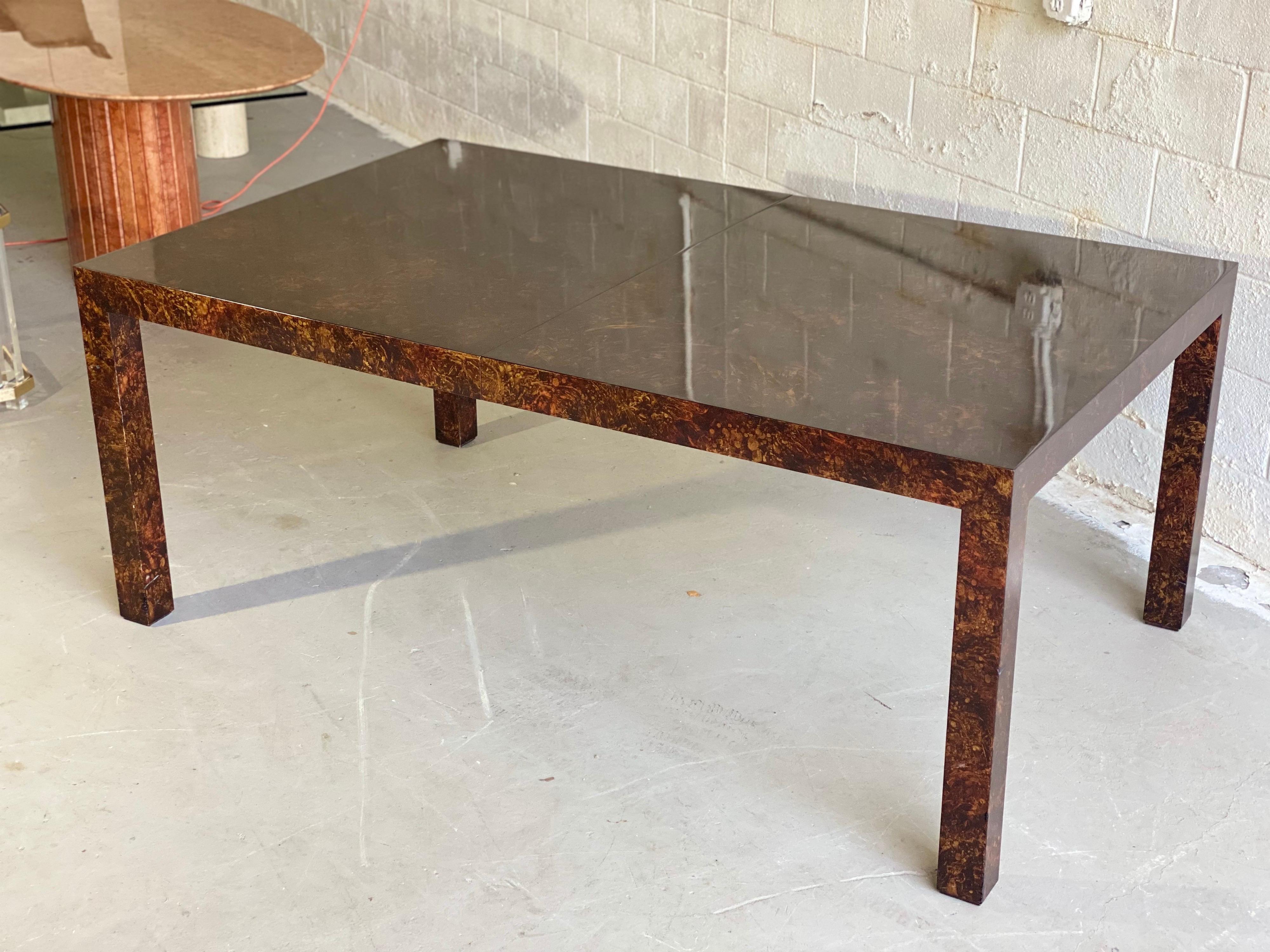 1970s Vintage Parsons Oil Drop Lacquer Extension Dining Table 1