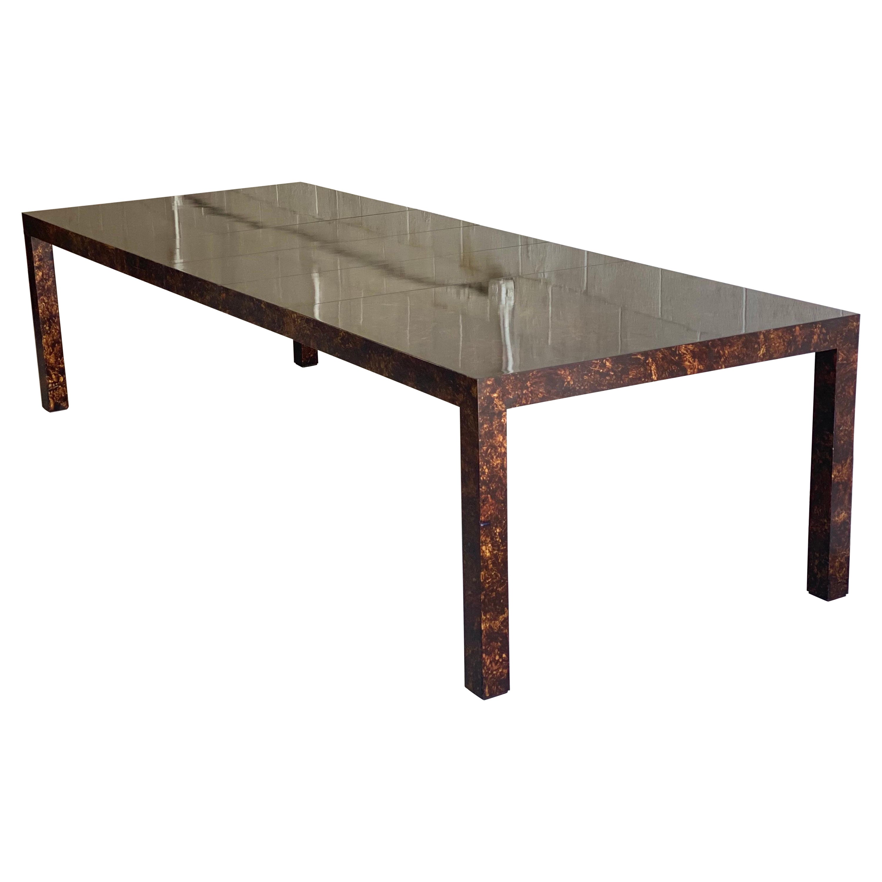 1970s Vintage Parsons Oil Drop Lacquer Extension Dining Table