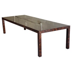 1970s Vintage Parsons Oil Drop Lacquer Extension Dining Table