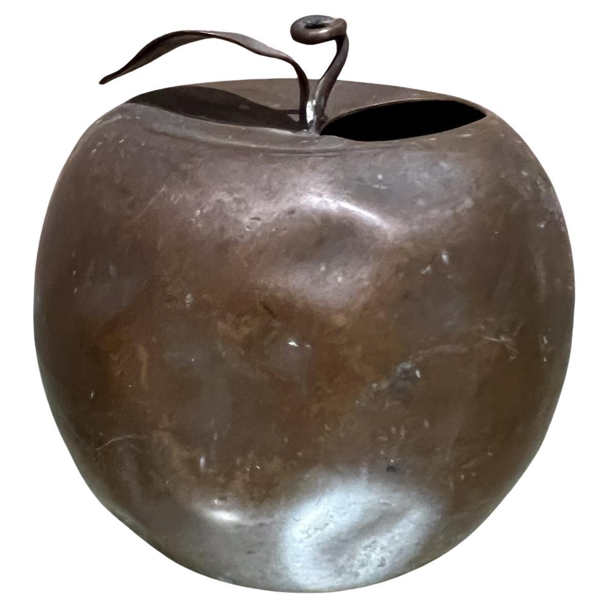 1970s Vintage Patinated Brass Apple