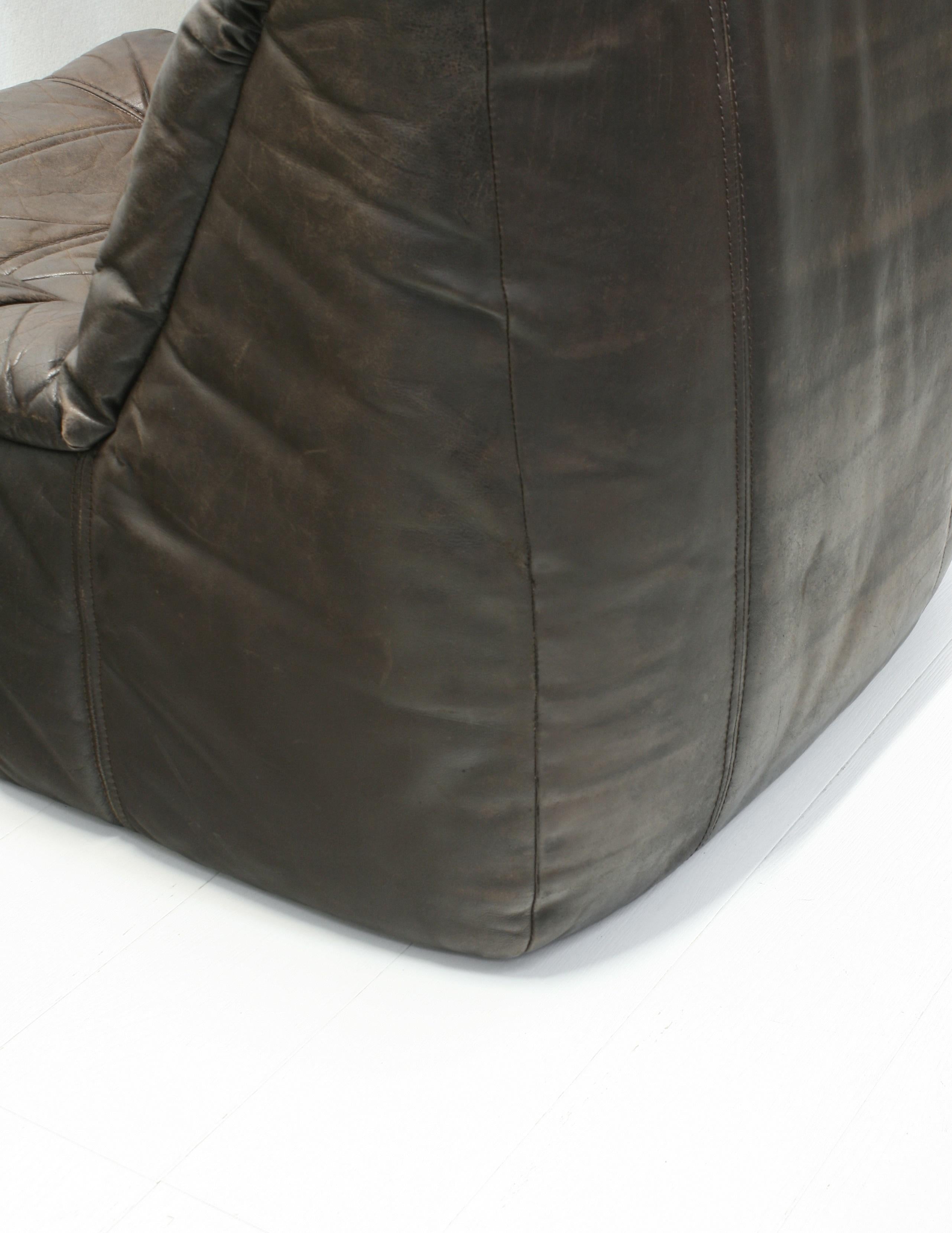 1970s Vintage Patinated Leather Modular Sofa from Rolf Benz 8