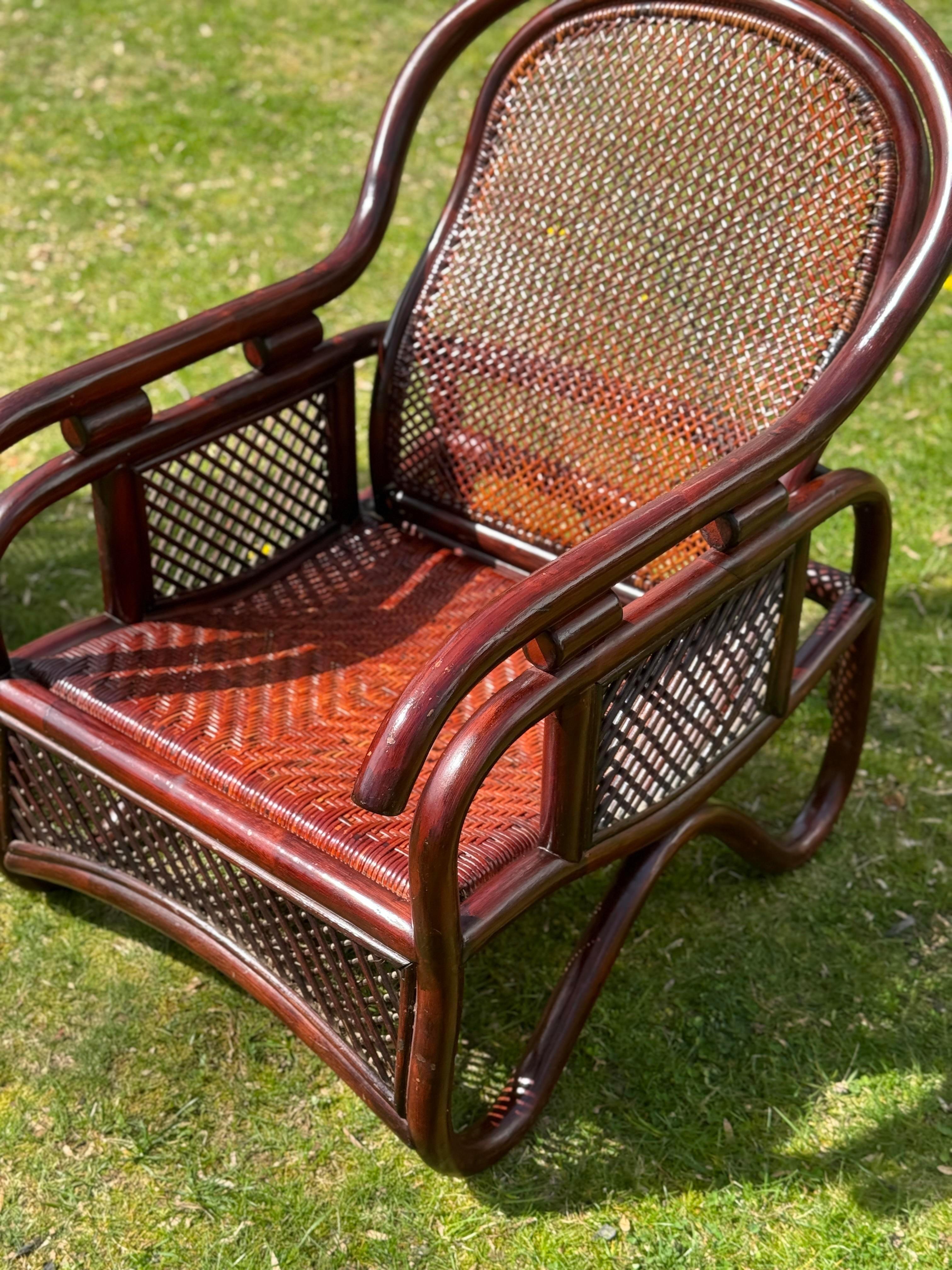 Inconnu 1970 Vintage Patio Bamboo Armchairs - a Pair en vente