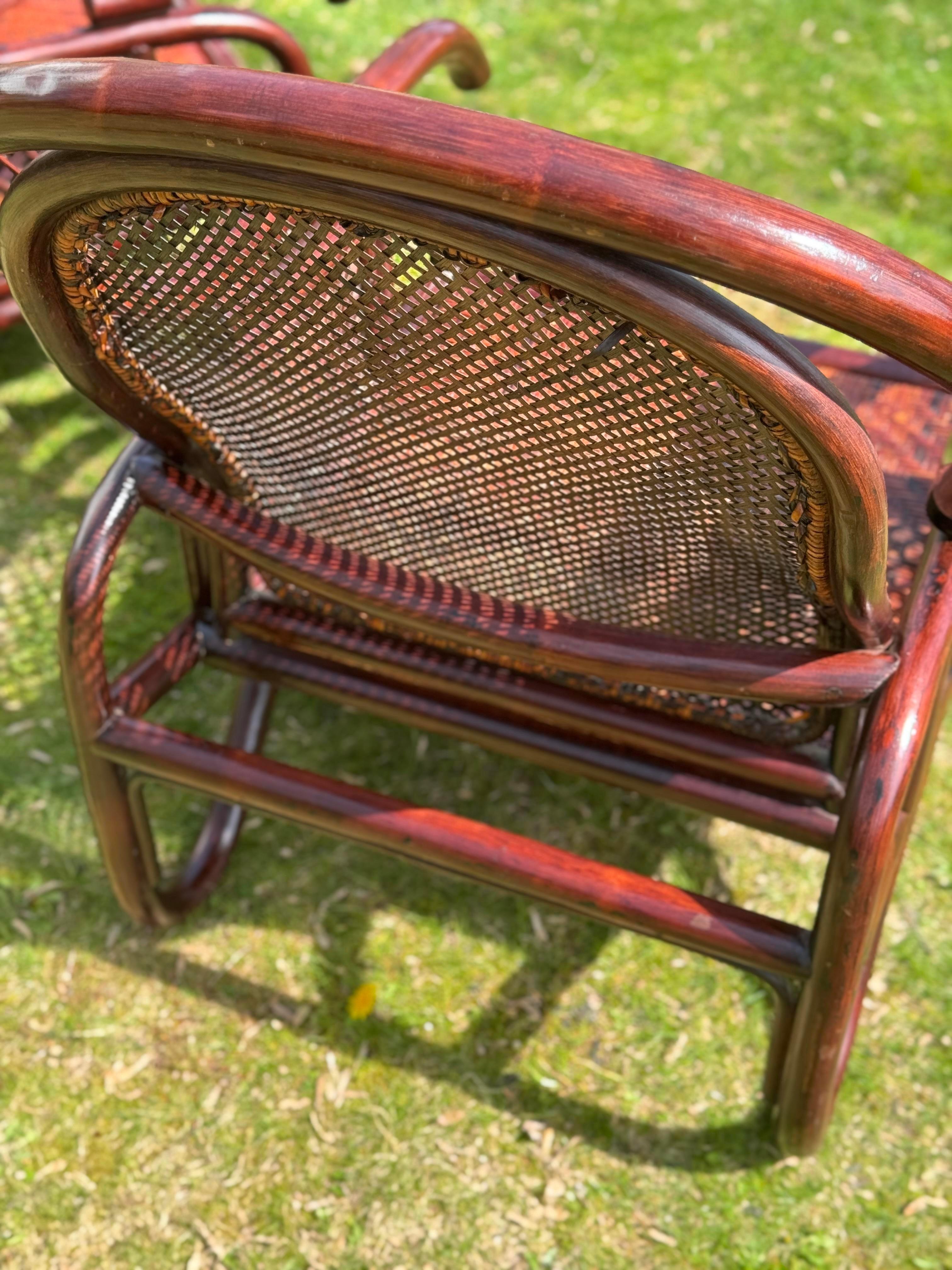 1970 Vintage Patio Bamboo Armchairs - a Pair Bon état - En vente à Elkton, MD