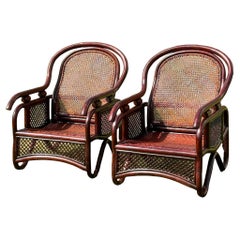 1970s Vintage Patio Bamboo Armchairs - a Pair