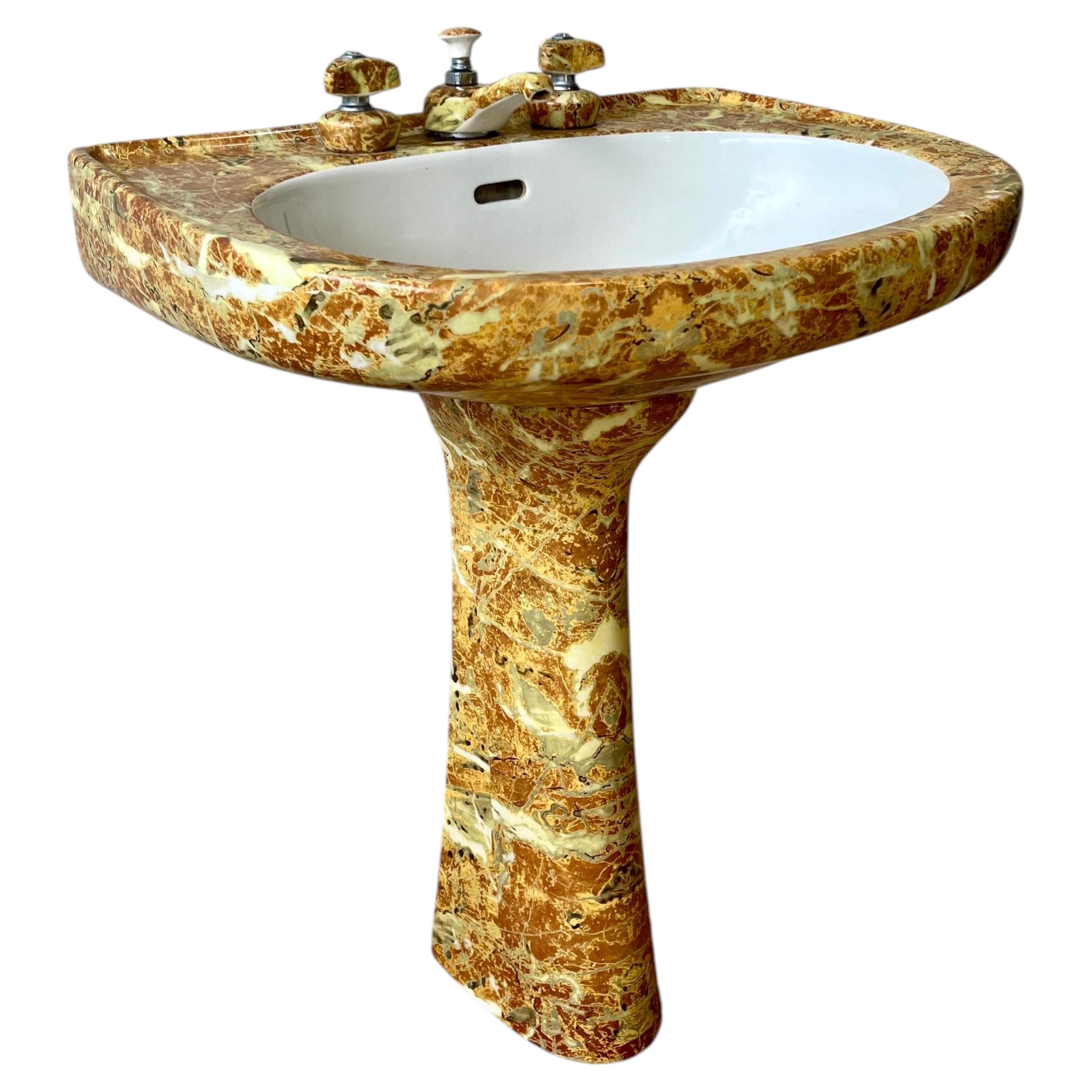 Reclaimed French 1920s Porcher Pedestal Sink at 1stDibs