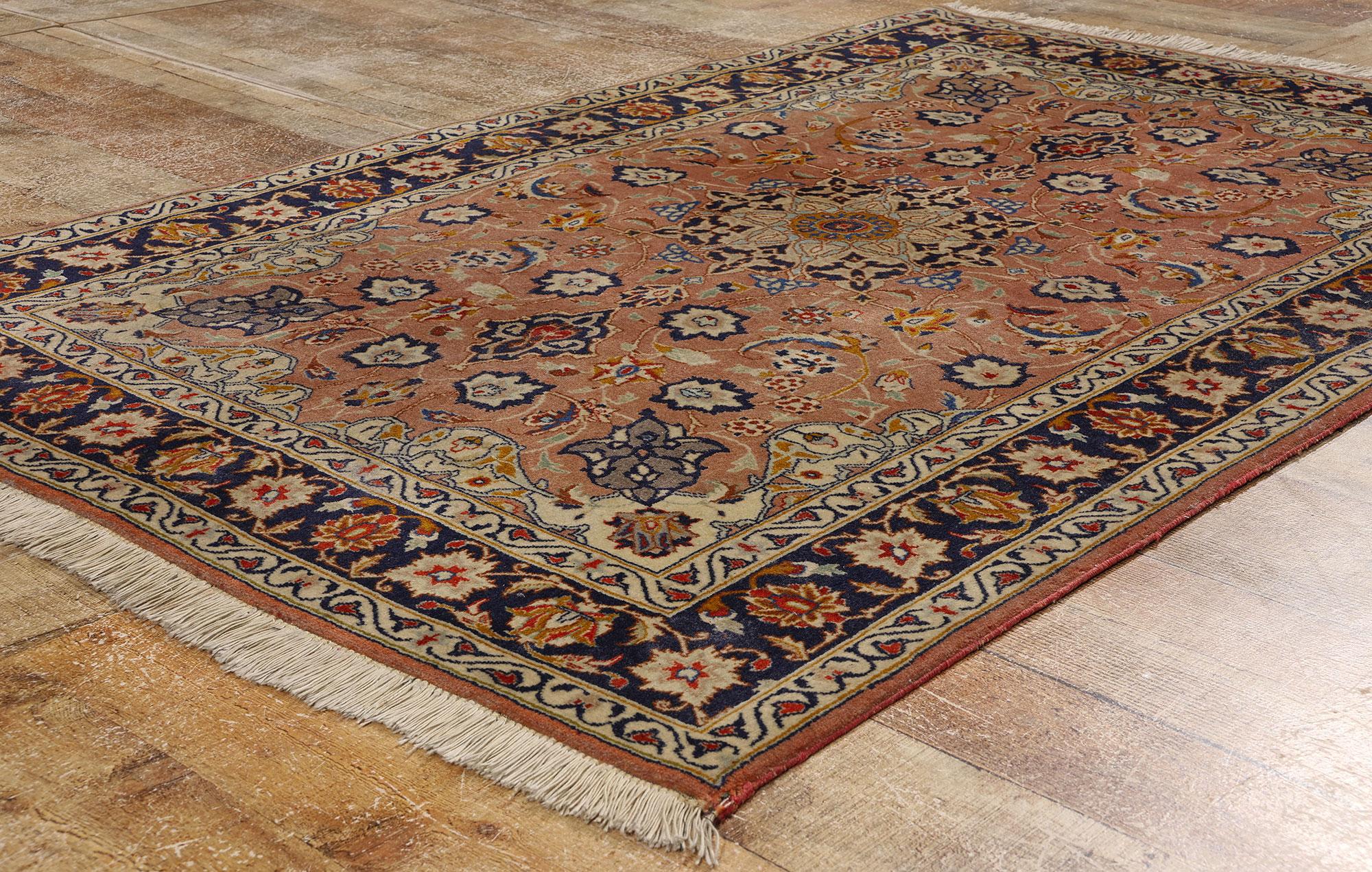 Hand-Knotted 1970s Vintage Persian Tabriz Rug, Timeless Elegance Meets Historical Richness For Sale
