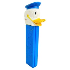1970s Vintage Pez Donald Duck Disney Distributore di caramelle U.S Pat. 3.410.455 No Feet