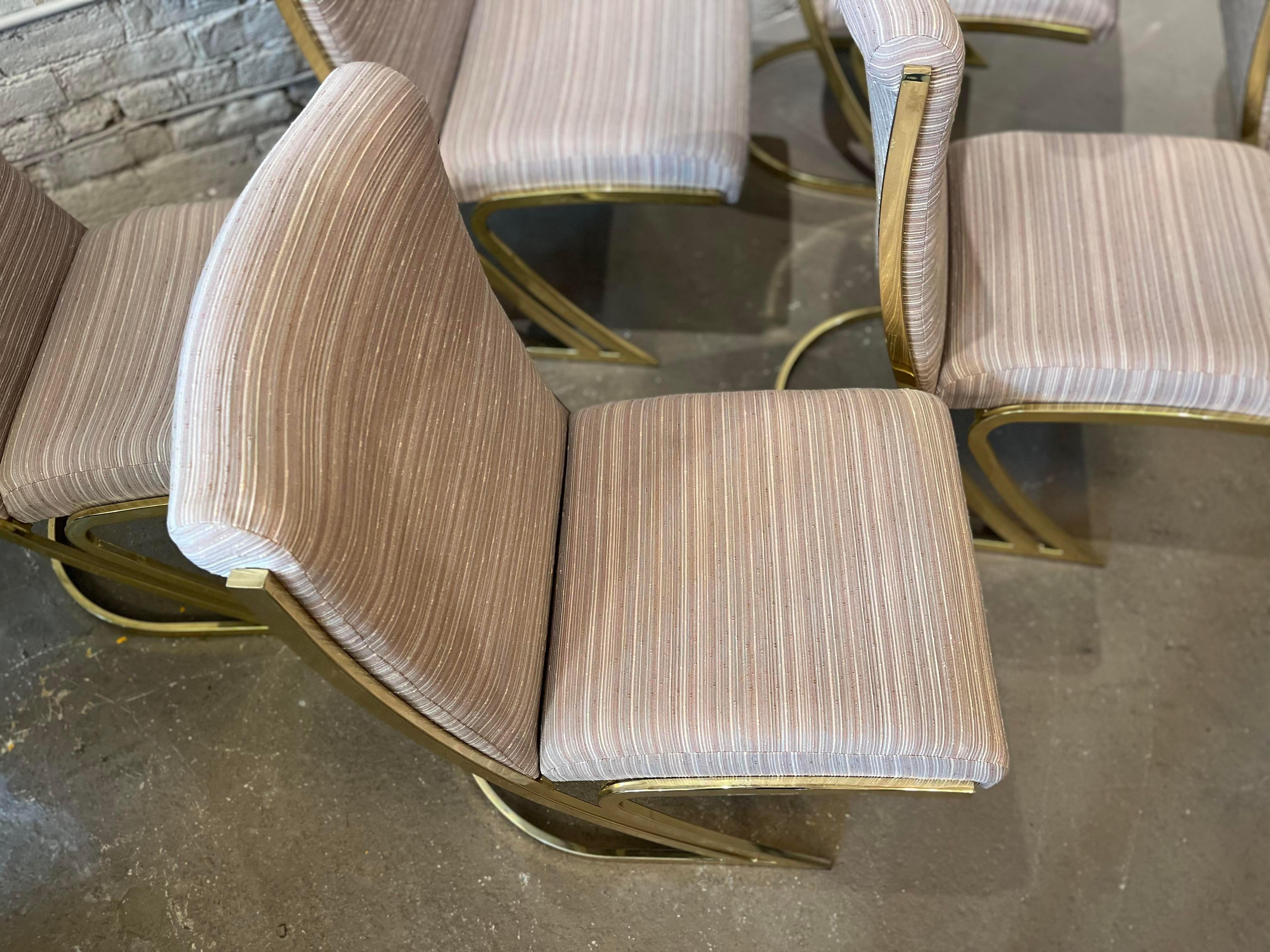 1970s Vintage Pierre Cardin Brass Cantilever Z Chairs, Set of 6 1