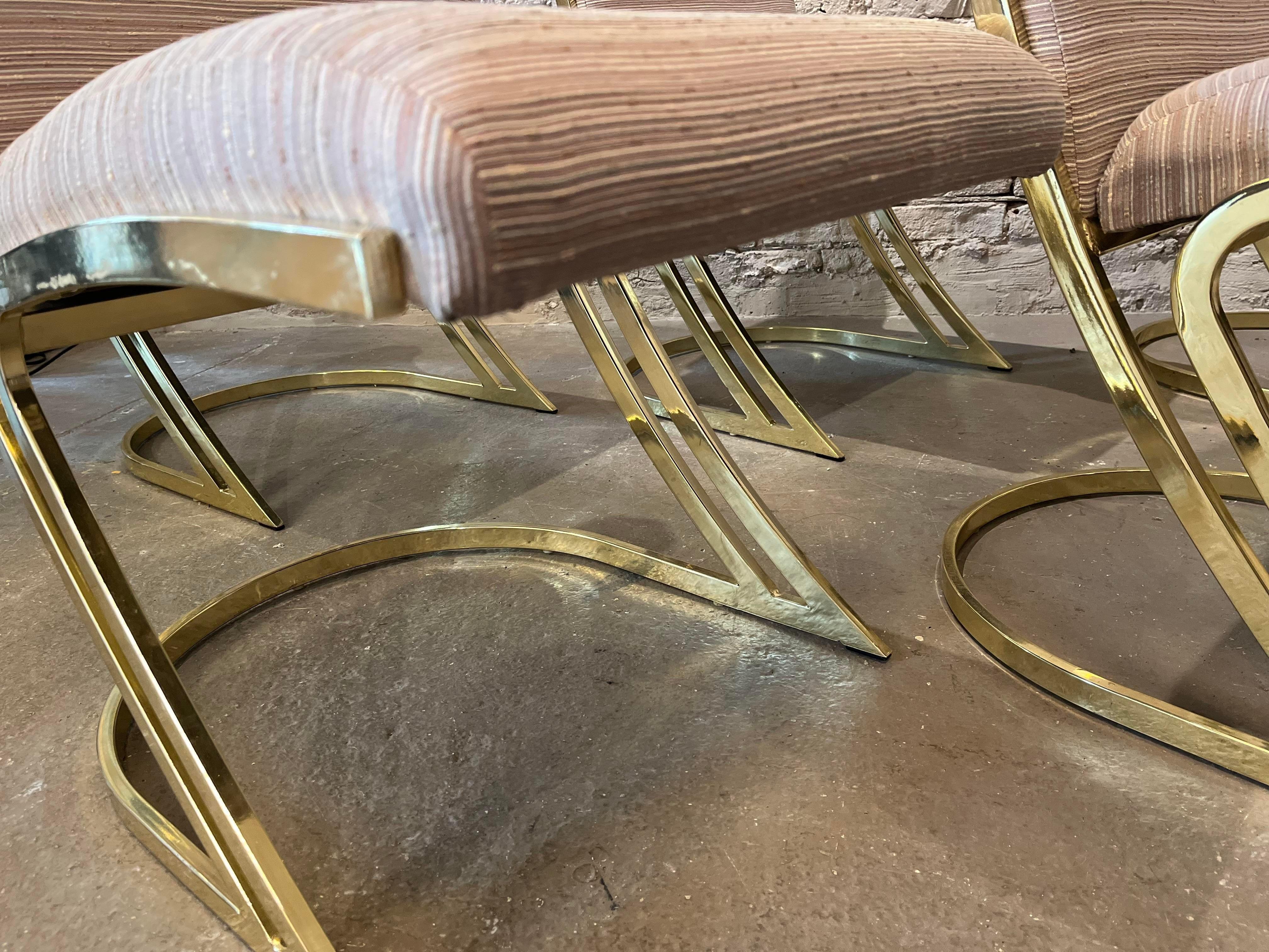 1970s Vintage Pierre Cardin Brass Cantilever Z Chairs, Set of 6 2