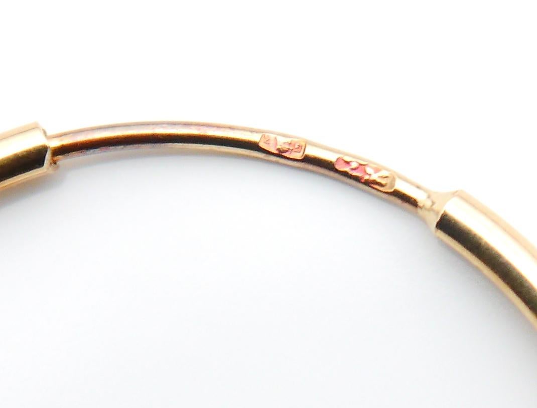 1970 Vintage Polish Large Ø33mm Creole Hoop Earrings solid 14K Rose Gold /3.6gr en vente 1