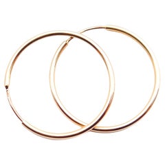 1970 Vintage Polish Large Ø33mm Creole Hoop Earrings solid 14K Rose Gold /3.6gr