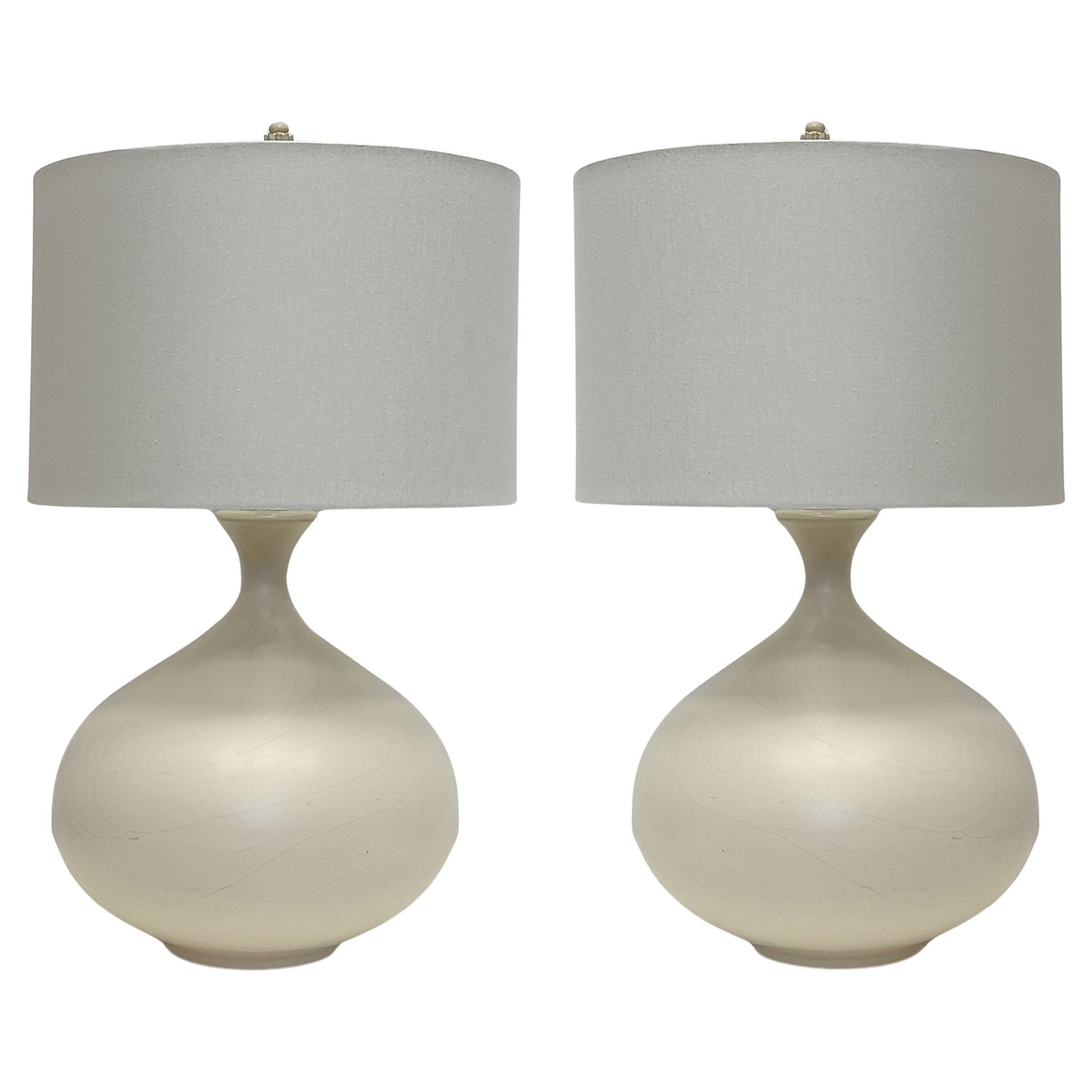 1970s Vintage Pottery Lamps, Manner of Jacques Grange, Pair im Angebot