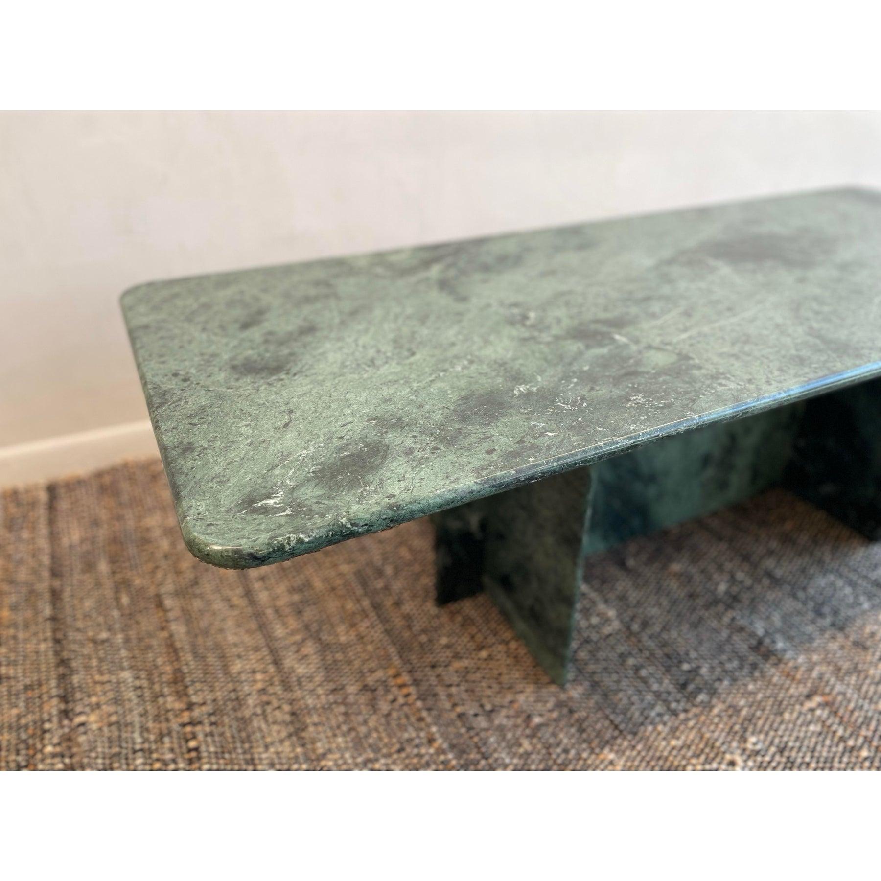 1970s Vintage Rainforest Green Marble Coffee Table For Sale at 1stDibs