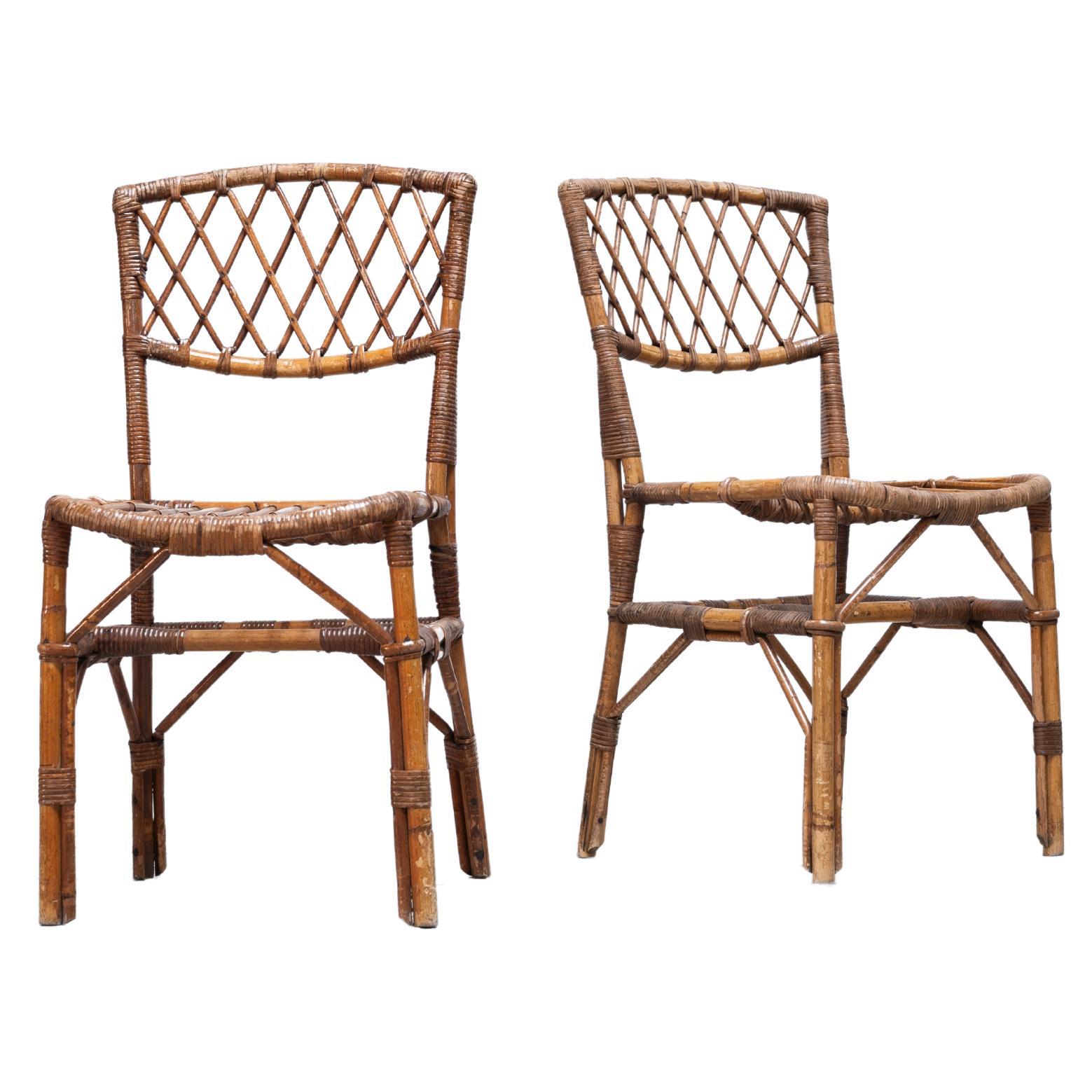 1970s , Vintage Rattan chairs , France