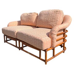 1970s Vintage Rattan Wicker Loveseat by Ficks Reed