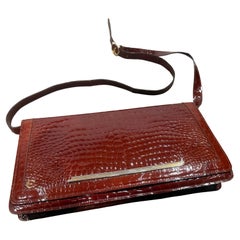 1970s Vintage Red Brick Leather Italian Shoulder Bag by Enzo for New Bags