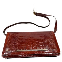 1970s Vintage Red Brick Leather Italian Shoulder Bag by Enzo for New Bags