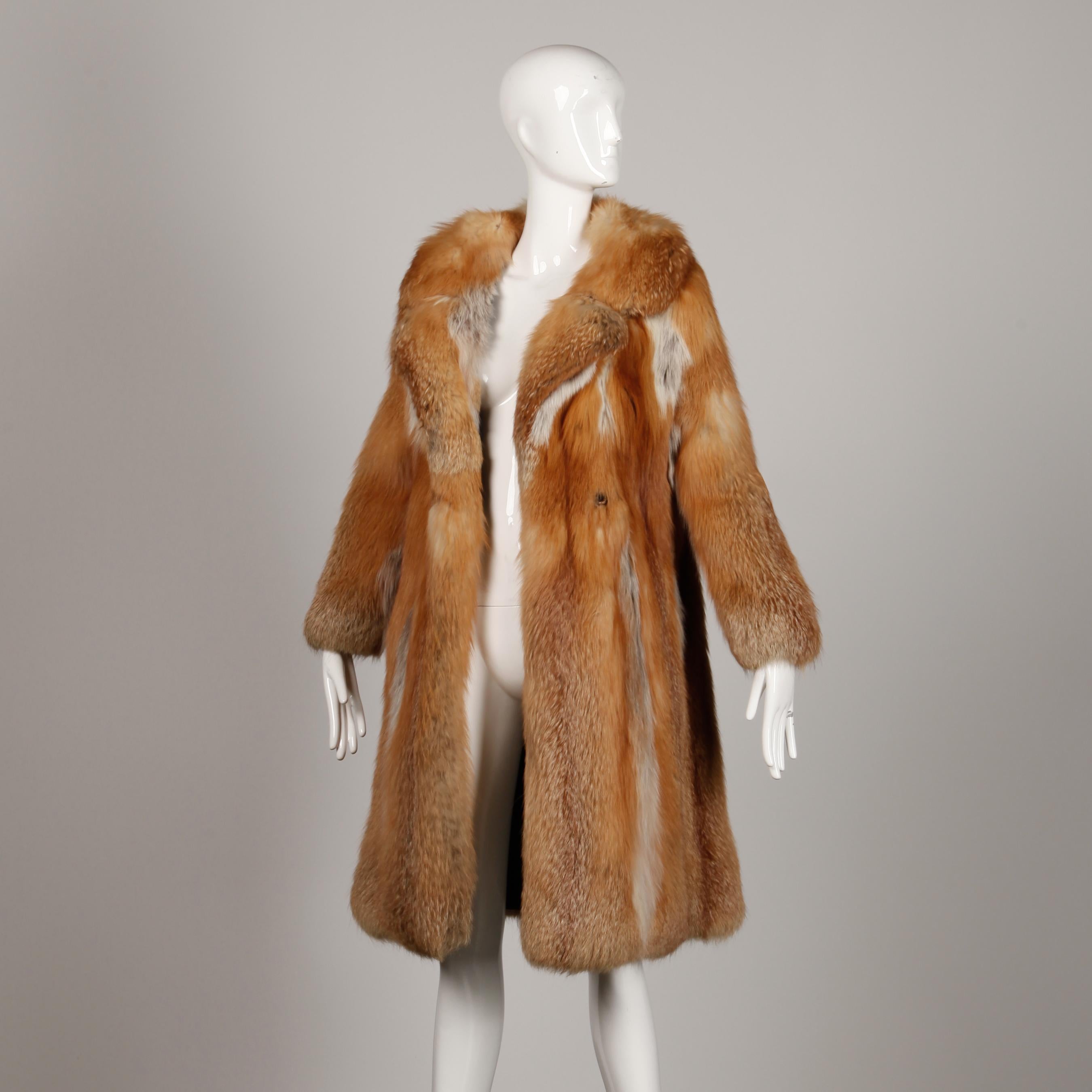 Women's or Men's 1970s Vintage Red Fox Fur Coat