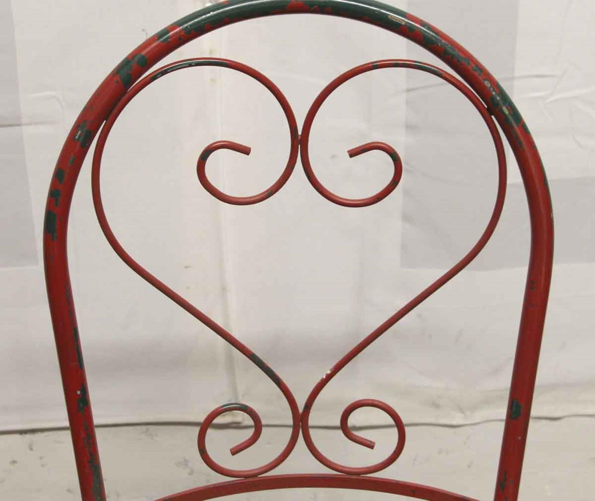 1970s Vintage Red Steel and Glass Top Patio Table Set 1