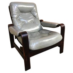 Fauteuil ou fauteuil club en bois cintré gris coja vintage rétro néerlandais des années 1970