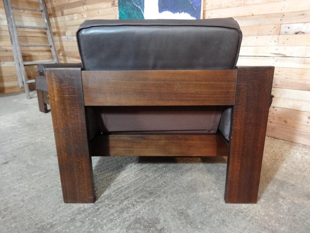 20th Century 1970's Vintage Retro Leolux Black / Dark Brown Leather Arm Chair / Club Chair For Sale