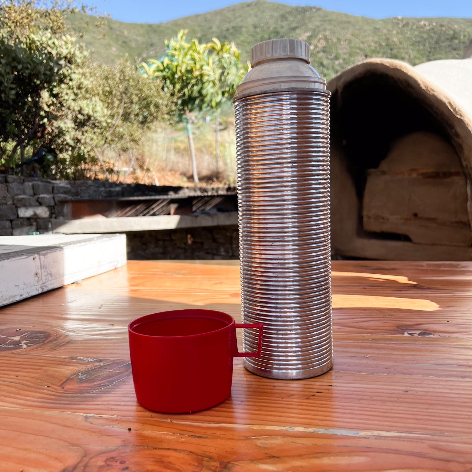 American 1970s Vintage Ribbed Thermos Retro Camp Gear USA For Sale